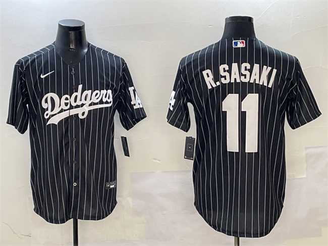 Men%27s Los Angeles Dodgers #11 Roki Sasaki Black Cool Base Stitched Jersey->los angeles dodgers->MLB Jersey